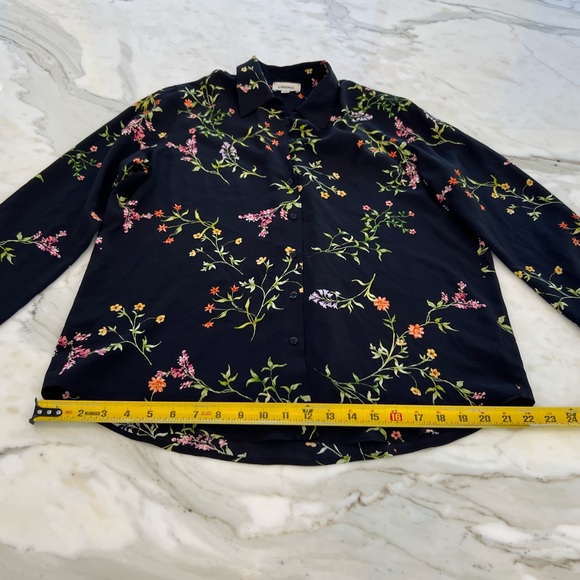 L’AGENCE BLACK FLORAL SILK SHIRT SIZE MEDIUM NWOTS! - Picture 8 of 12